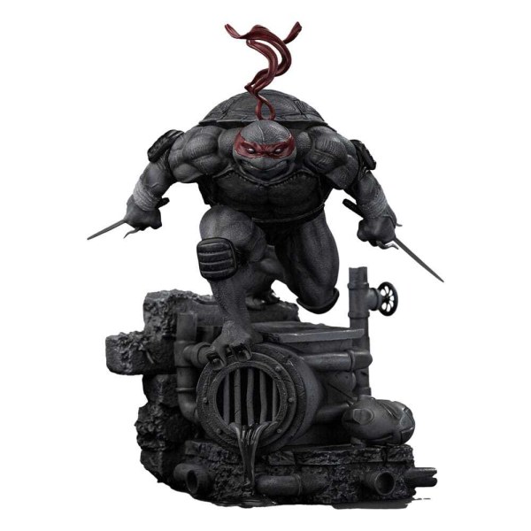 Ninja Turtles-Figur im Maßstab 1:10, Art Scale, Raphael, Schwarz-Weiß-Variante, 26 cm