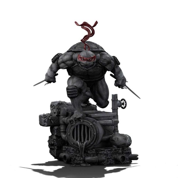 Ninja Turtles-Figur im Maßstab 1:10, Art Scale, Raphael, Schwarz-Weiß-Variante, 26 cm