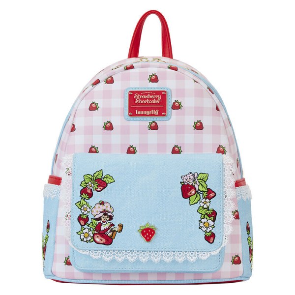 Mini-Rucksack aus Denim mit Erdbeerkuchenmotiv – Loungefly