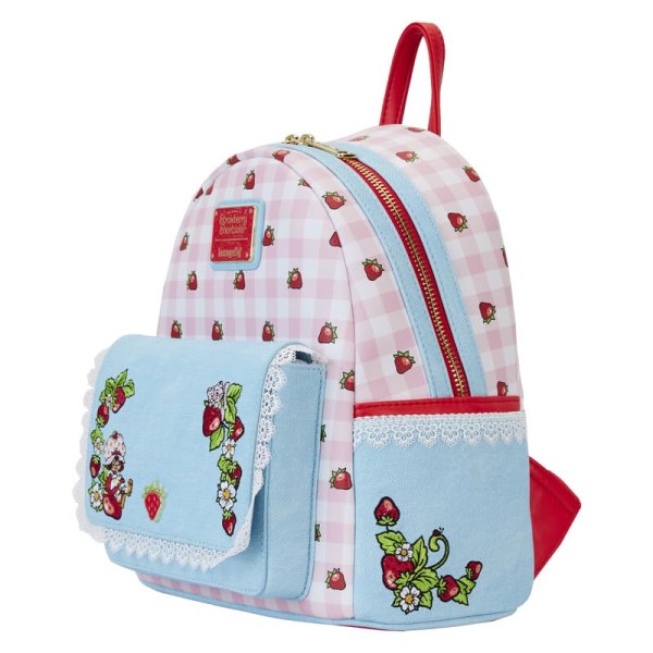 Mini-Rucksack aus Denim mit Erdbeerkuchenmotiv – Loungefly