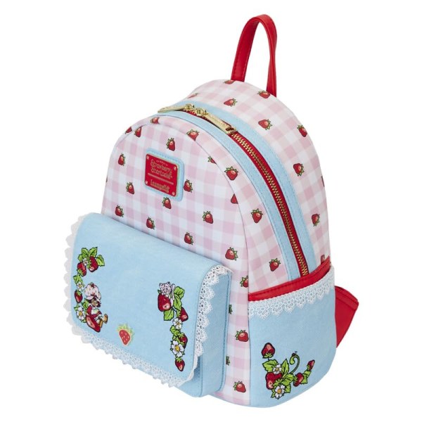 Mini-Rucksack aus Denim mit Erdbeerkuchenmotiv – Loungefly