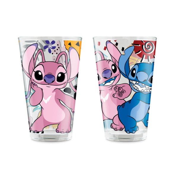 Set mit 2 Glasflaschen: Stitch & Engel , 310 ml – Egan Disney Home