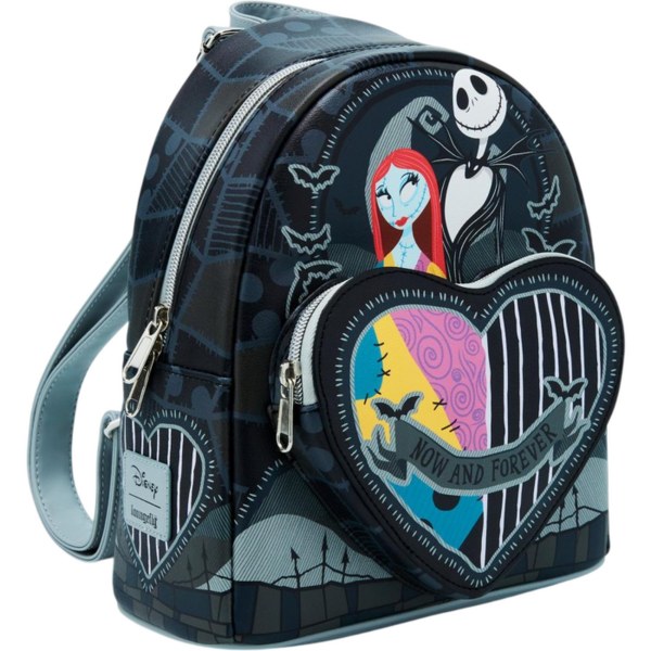 Loungefly The Nightmare Before Christmas Jack & Sally Split Heart Rucksack 26cm