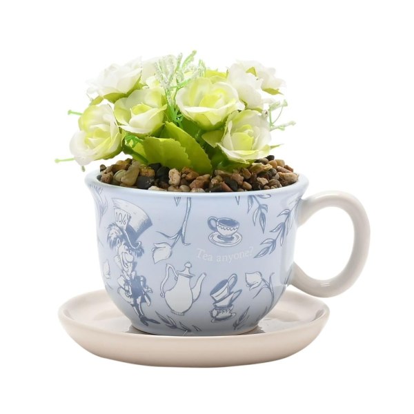 ALICE IM WUNDERLAND - Dekorative Tasse + Künstliche Pflanze
