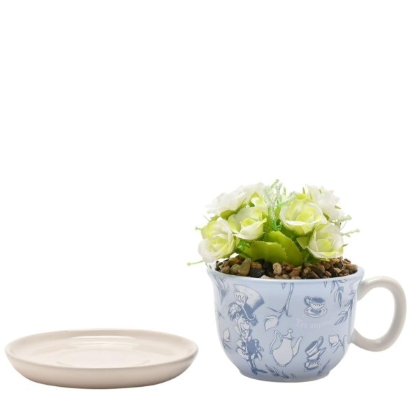 ALICE IM WUNDERLAND - Dekorative Tasse + Künstliche Pflanze
