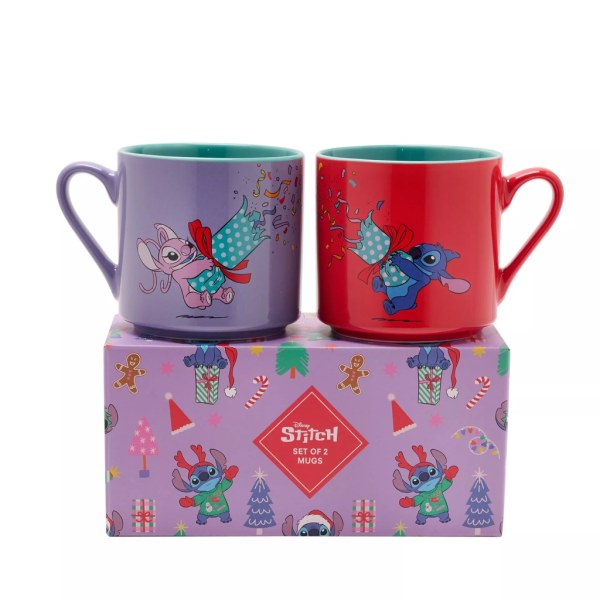 Stitch & Angel Frohe Festtage Set mit 2 farbenfrohen Tassen - Disney