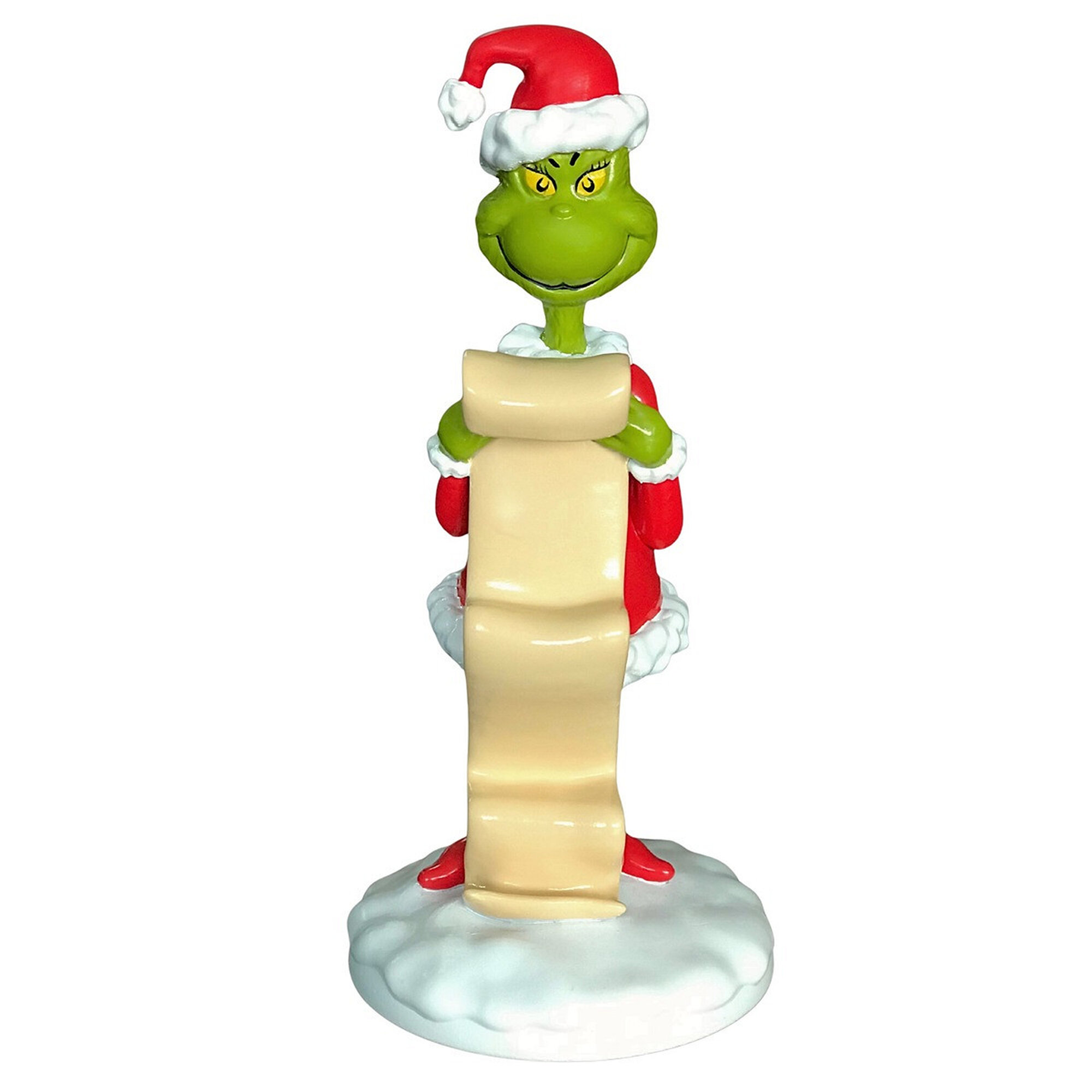 Saisonale 3D-Statue - Der Grinch mit Wunschliste