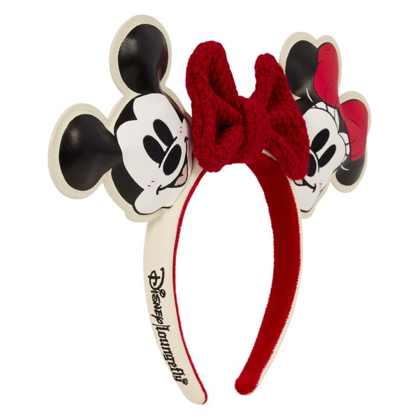 Mickey & Minnie Strick-Schleifen-Haarreif mit Ohren für die Feiertage - Disney Loungefly