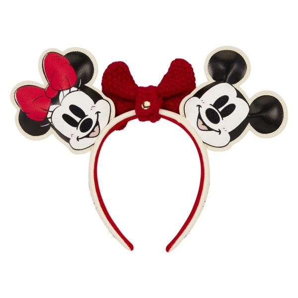 Mickey & Minnie Strick-Schleifen-Haarreif mit Ohren für die Feiertage - Disney Loungefly