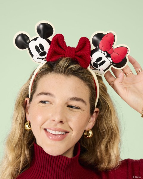 Mickey & Minnie Strick-Schleifen-Haarreif mit Ohren für die Feiertage - Disney Loungefly
