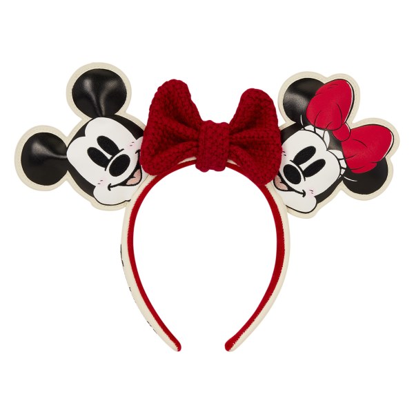 Mickey & Minnie Strick-Schleifen-Haarreif mit Ohren für die Feiertage - Disney Loungefly