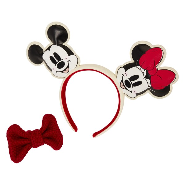 Mickey & Minnie Strick-Schleifen-Haarreif mit Ohren für die Feiertage - Disney Loungefly