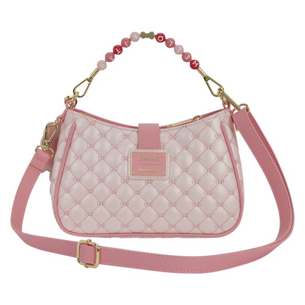 Hello Kitty gesteppte Umhängetasche mit Perlen-Griff & Taschenanhänger - Loungefly Sanrio