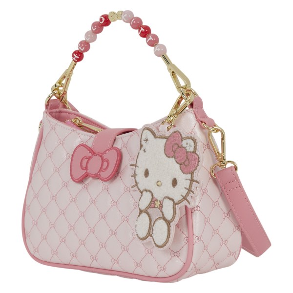 Hello Kitty gesteppte Umhängetasche mit Perlen-Griff & Taschenanhänger - Loungefly Sanrio