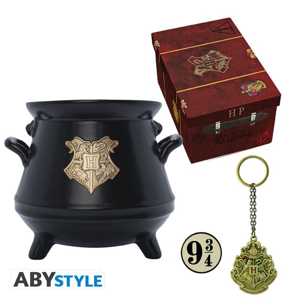 HARRY POTTER - Premium-Set 3D-Tasse + 3D-Schlüsselanhänger + Hogwarts-Koffer-Pin
