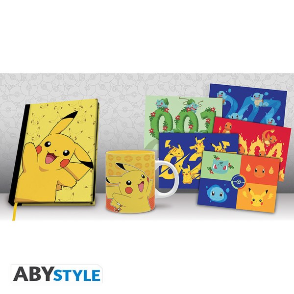 POKEMON - A5 Notizbuch + Tasse 320ml + Postkarten "Pikachu"