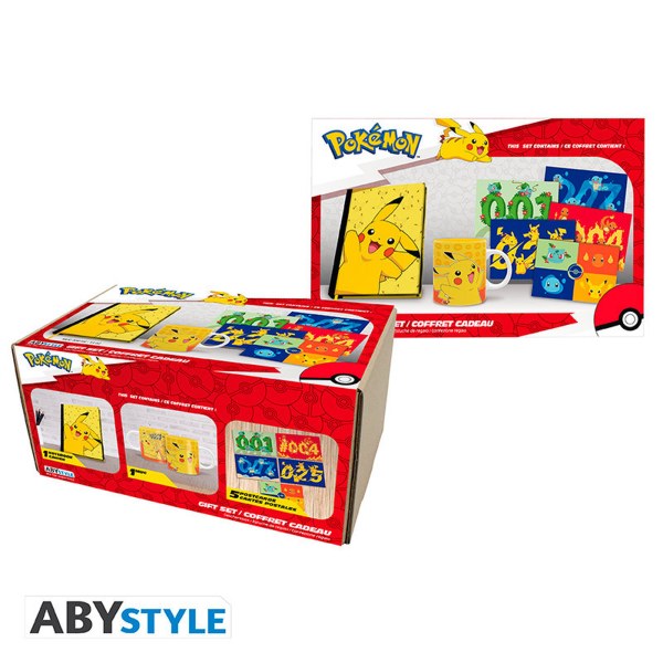 POKEMON - A5 Notizbuch + Tasse 320ml + Postkarten "Pikachu"