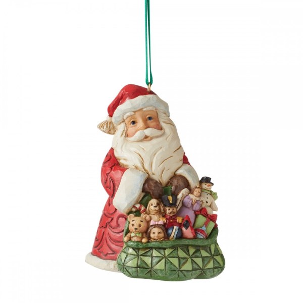 ORNAMENT-WEIHNACHTSMANN MIT SEINER SPIELZEUGKAPUZE - JIM SHORE HEARTWOOD CREEK